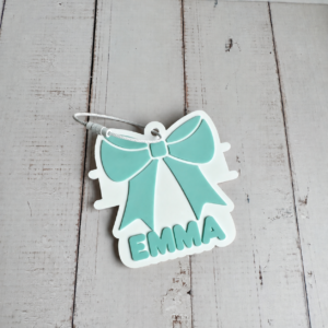Bow hair tie holder for organizing hair ties and scrunchies, available personalized with a custom name or without personalization