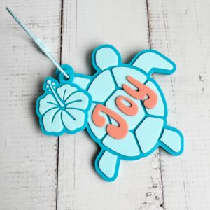 Personalized sea turtle bag tag with custom name